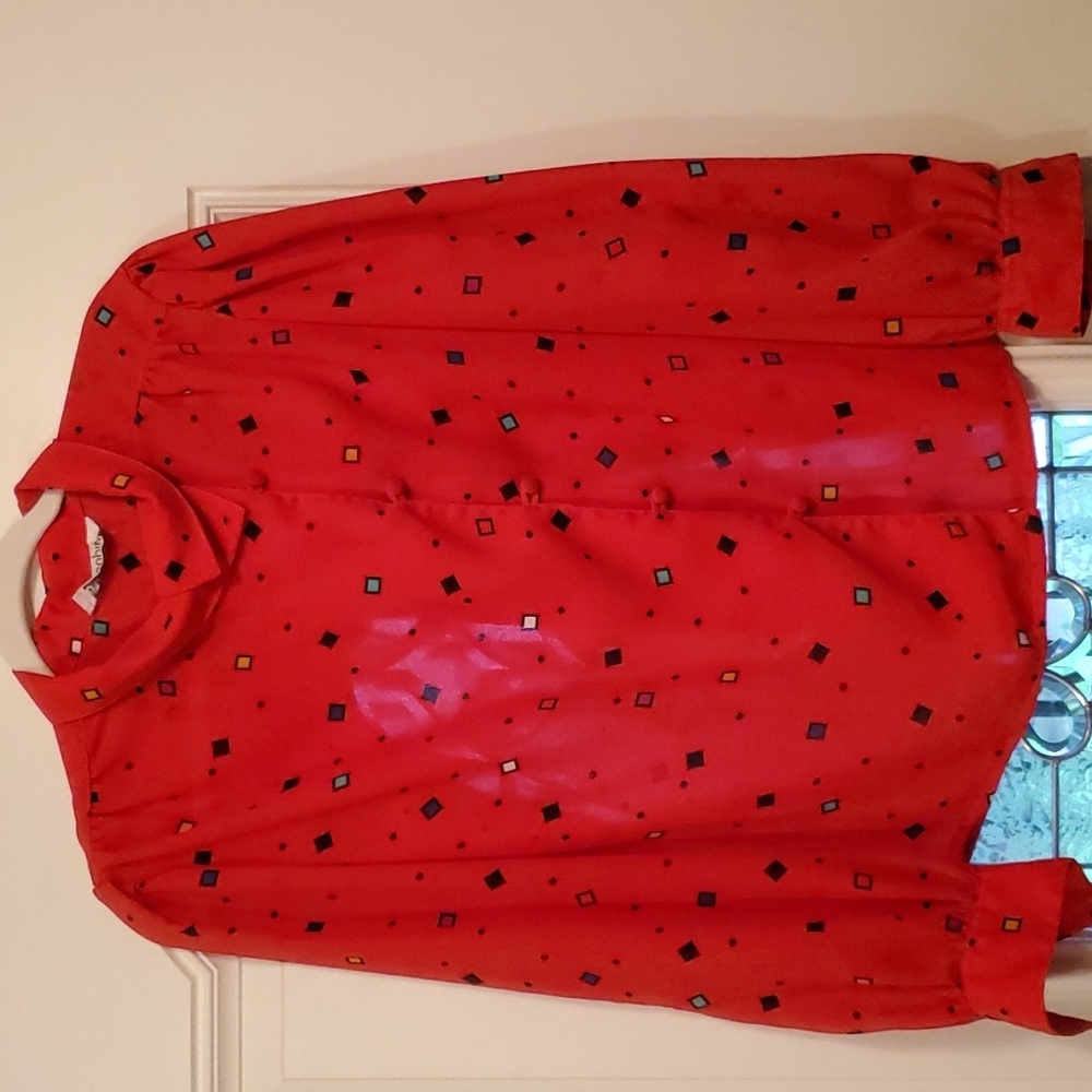 Josephine Vintage 70s Red Sheer Blouce